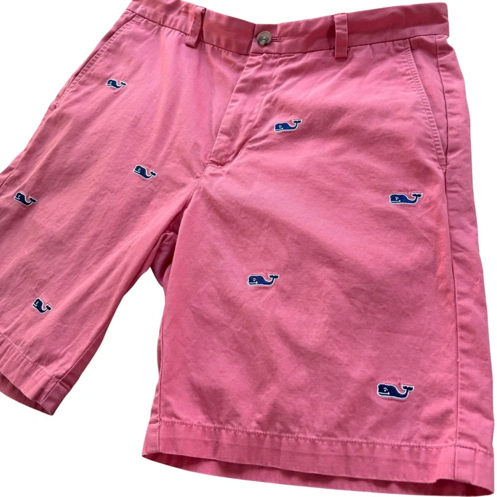 Vineyard Vines Breaker Shorts Mens 33 Pink / Melon Whale Embroidered Preppy